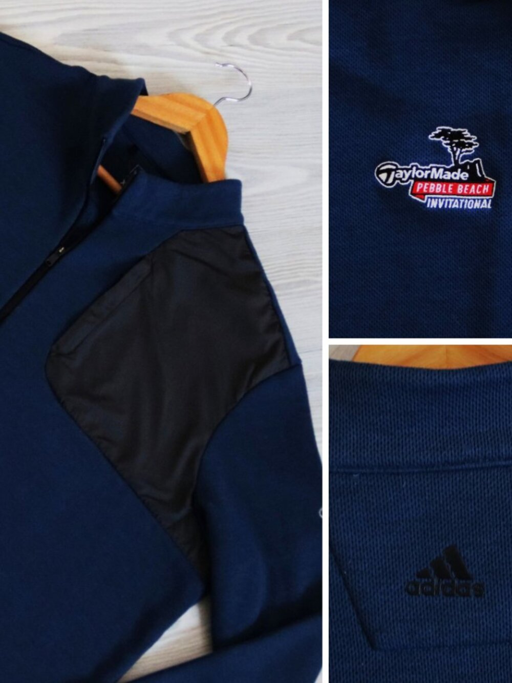 adidas x TaylorMade Men's XL Navy Golf 1/4 Pebble Beach Invitational Pullover